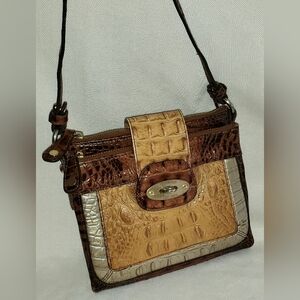 BRAHMIN MOJITO MELBOURNE CROSSBODY BAG BROWN GOLD 3 Color CROC EMBOSSED LEATHER